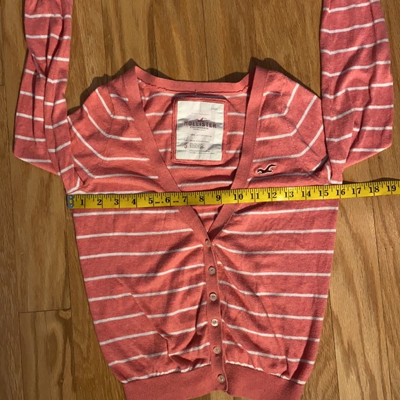 Hollister cardigan pink and white stripe button up - Picture 11 of 12